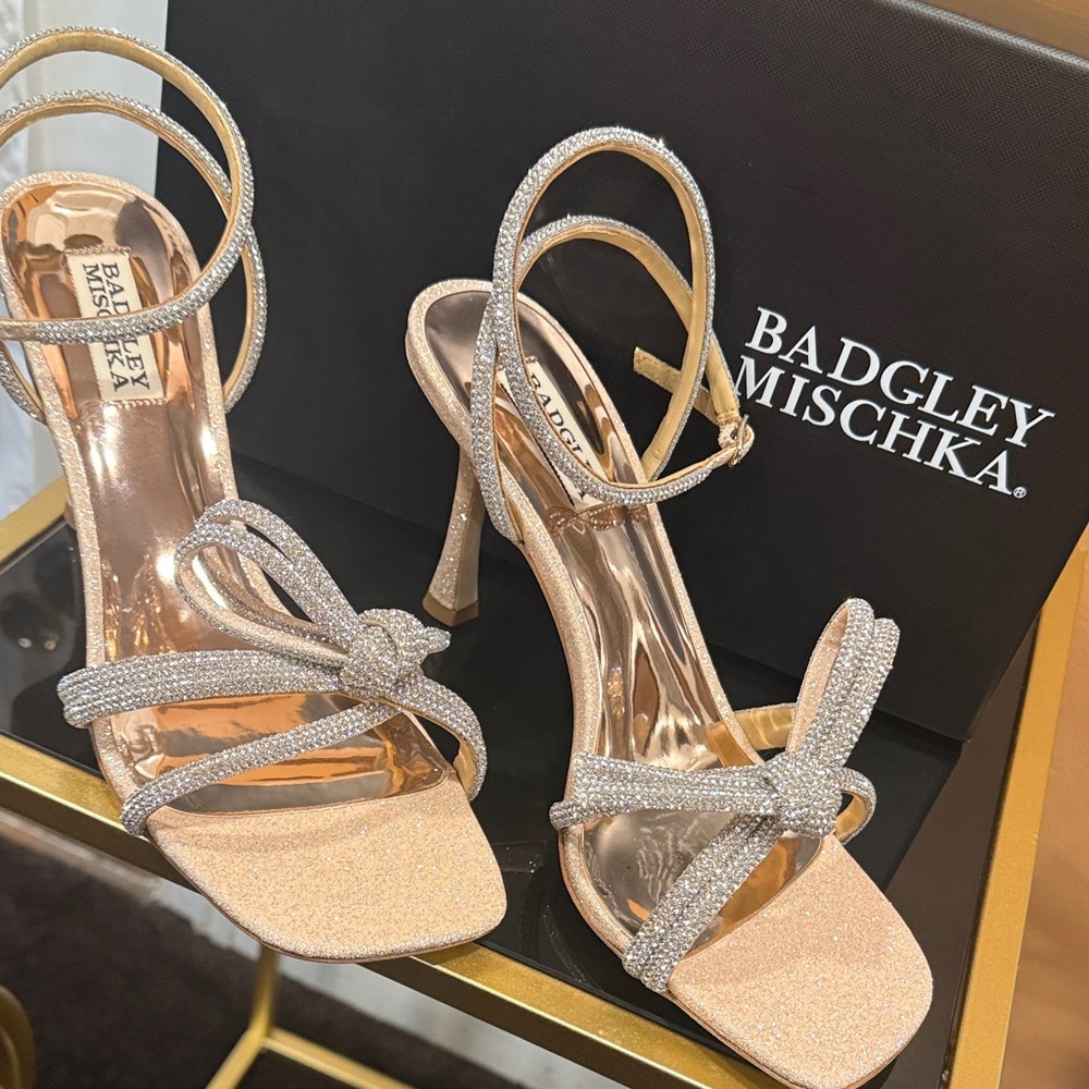 Badgley Mischka Glittering Gold Strappy Heels